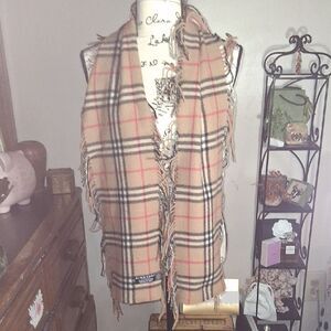 Burberry nova Check Classic Tan and Red Cashmere Scarf